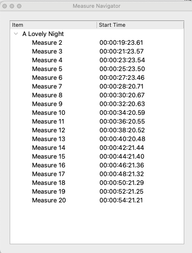Measure navigator window